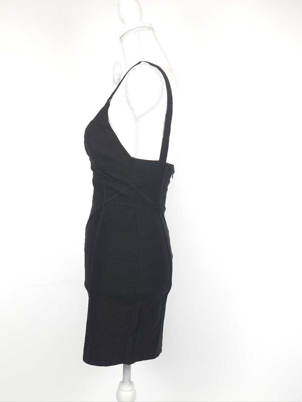 NWT Motel Rocks Rindani Black Fitted V-Neck Mini Dress Size Medium - Picture 5 of 7